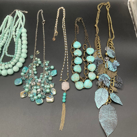 Fashion Jewelry Lot 9 Necklaces Boho Southwestern Faux Turquoise Shell Beaded