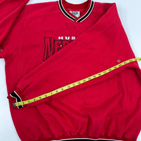 Vintage 90s Nebraska Huskers Lee Sport Striped Rib Pullover Sweatshirt Sz L