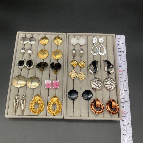 Vintage Designer Clip On Earrings Lot 19 Pairs Trifari Monet Renoir Joan Rivers