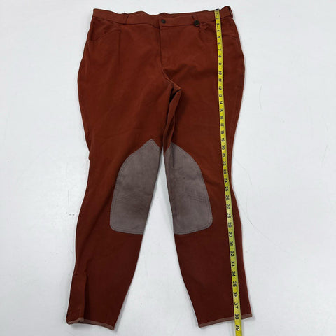 Ovation Women's Equestrian Jodhpurs Breeches Rust Burnt Orange Knee Patches 38L