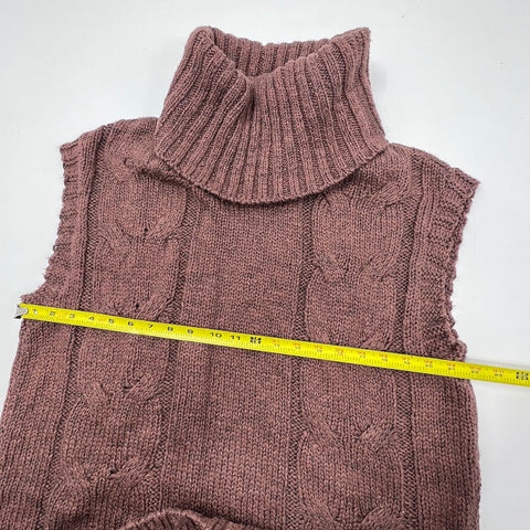 Free People Brown Cable Knit Turtleneck Sweater Tunic Dress Womens XS