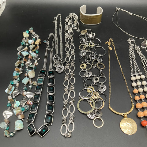 Lia Sophia Fashion Jewelry Lot of 14 Necklaces Bracelets Cuff Silver Gold Tone