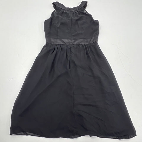 White House Black Market Black Satin Trim Halter Cocktail Dress Women's 4 NWT