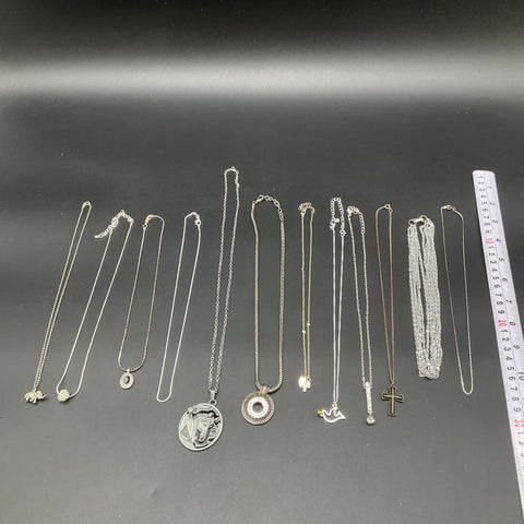 Fashion Costume Jewelry Necklace Lot of 12 Silver Gold Pendants Cross Horse