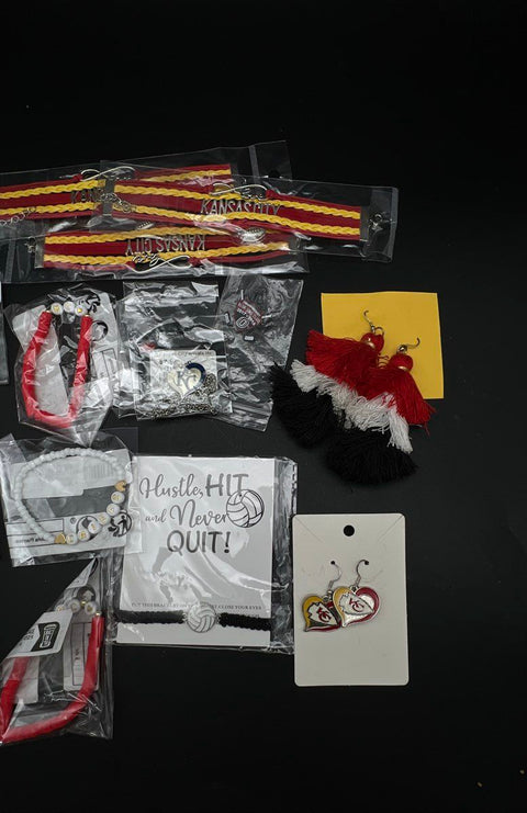 Kansas City Chiefs Royals Nebraska Husker Sports Jewelry Lot Bracelets Earrings