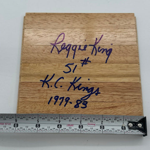 NBA Basketball Kansas City Kings Reggie King Signed Wood Parquet Floor Tile