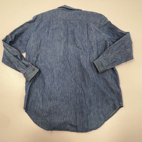 Vintage 90s Hairston Roberson Women's Blue Denim Pearl Collar Shirt Jacket M/L