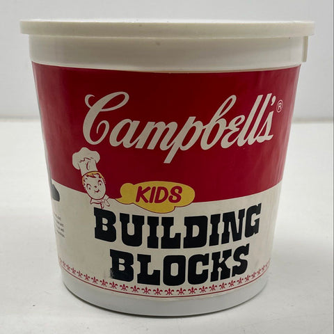 Wooden Building Blocks Campbell's Kids Hardwood 42 Piece Set Vintage 1980 Bucket