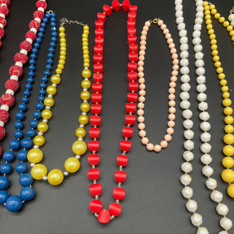 Vintage Retro Beaded Necklace Lot of 11 Acrylic Plastic Lucite Faux Pearl