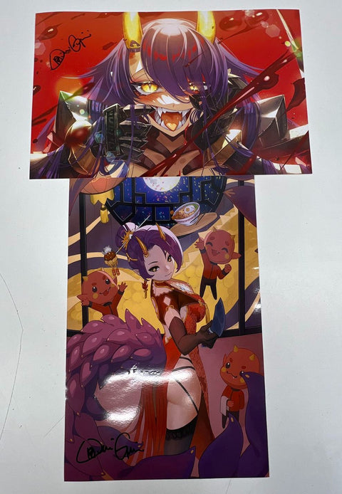 Signed OniGirl Art Print Lot 8pcs Anime Manga Style Oni Girls Contemporary