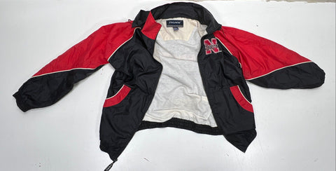 Vintage 90s Tank Nebraska Huskers Embroidered Hooded Windbreaker Jacket Sz L