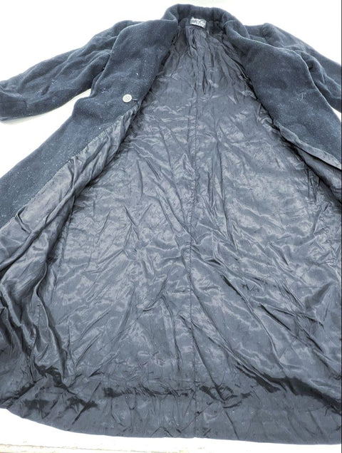 Vintage 90s A'leet by Karen Women's Black Wool Blend Shawl Collar Long Coat