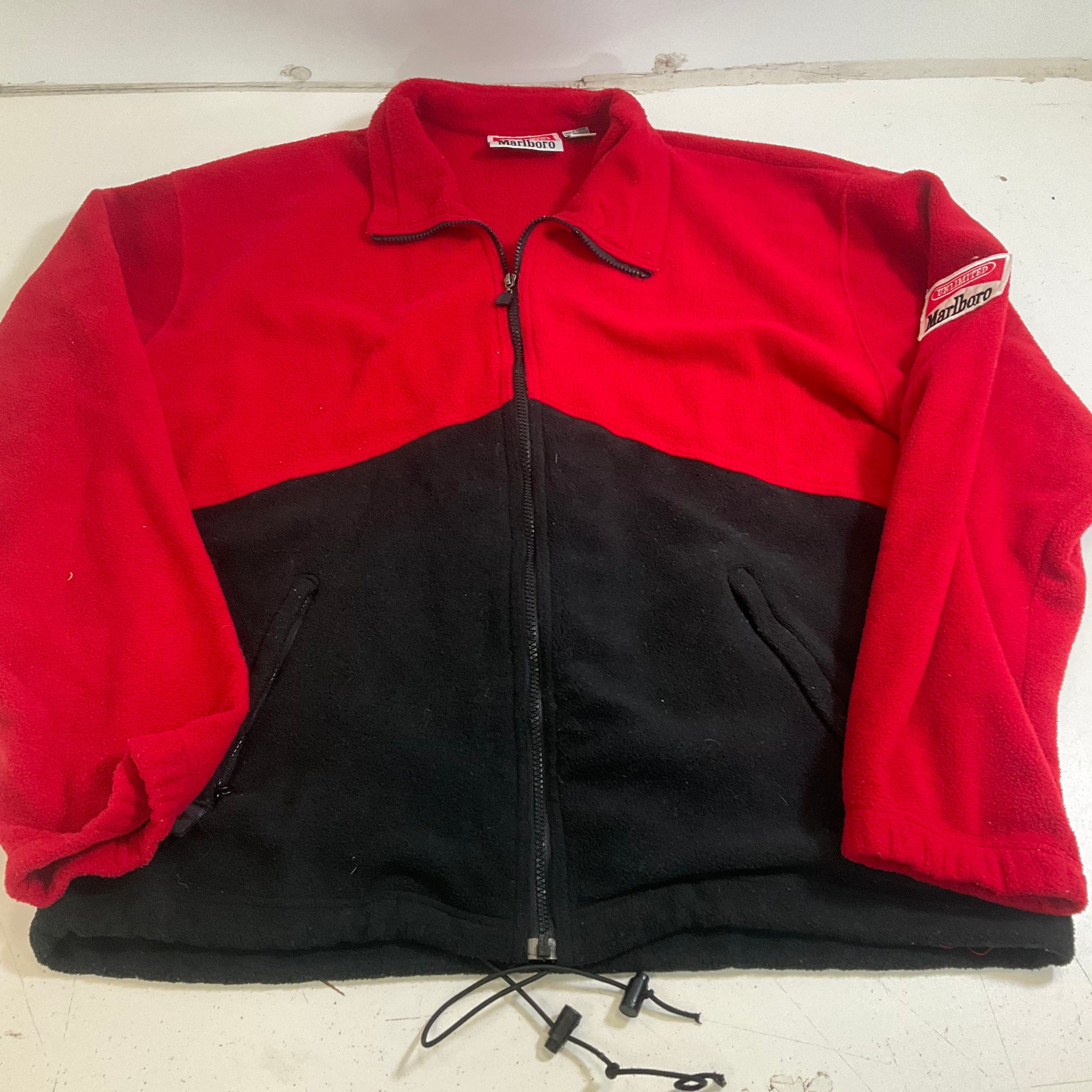 Marlboro Unlimited Men's Red Black Vintage Fleece Jacket Outerwear Size XXL