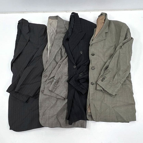 Lot of 4 Mens Gray Black Pinstripe Plaid Wool Suit Jacket Blazer Lot 44 L XL