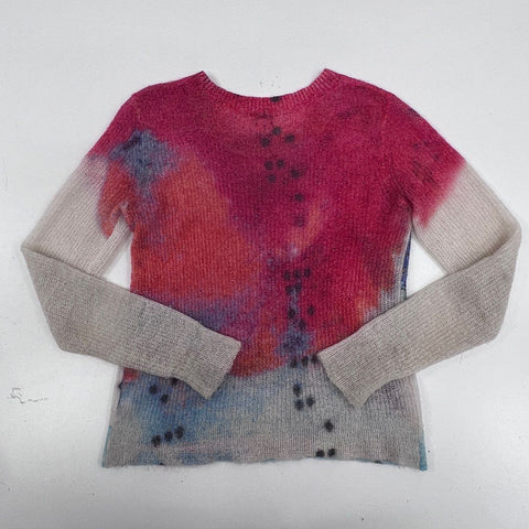 Paynestar Women's Pink Abstract Kid Mohair Merino Wool Blend Sweater Sz L