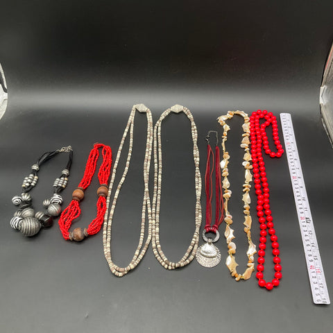 Bohemian Coastal Tribal Necklace Jewelry Lot of 7 Shell Beaded Statement Pieces