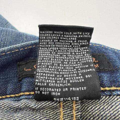 Ed Hardy Y2K Blue Distressed Relaxed Fit Button Fly Jeans Men's 42x32