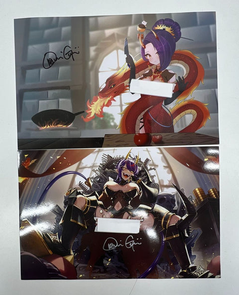 Signed OniGirl Art Print Lot 8pcs Anime Manga Style Oni Girls Contemporary