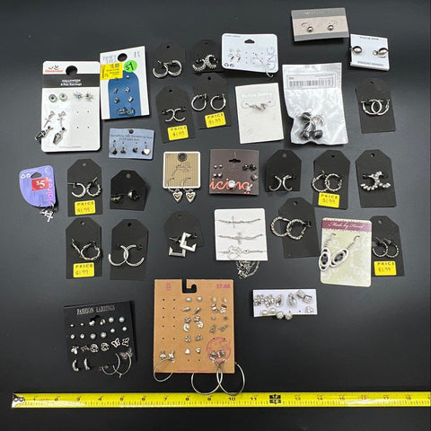 Claire's Icing Time and Tru Silver Tone Earrings Jewelry Lot 25+ Pieces