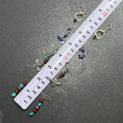 925 Sterling Silver Dangle Earrings 15.2g 4 Pair