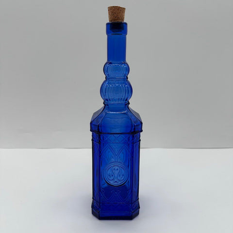 Cobalt Blue Glass Lot 4 Piece Decanter Perfume Bottle Salt Pepper Shakers