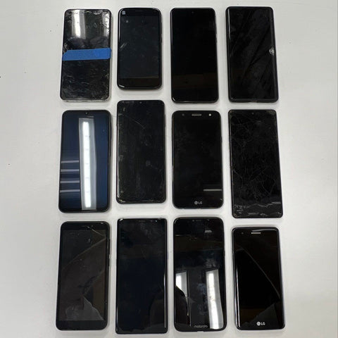 Smartphone Lot 12 Pieces Samsung LG Motorola Pixel BLU For Parts Only As-Is
