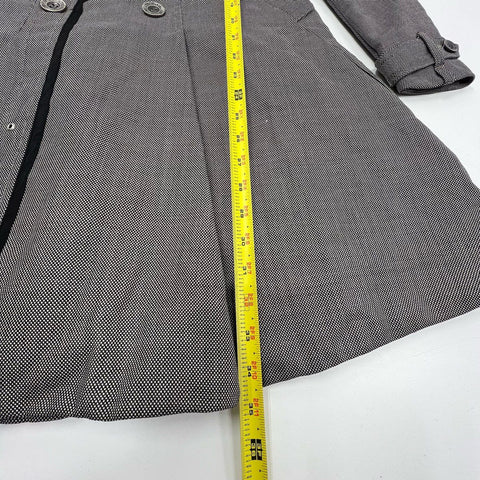 Diesel Women's Gray Houndstooth Wool Blend A-Line Trench Coat Quilted Lined XXS