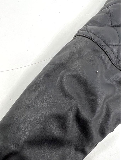 Pelle Pelle Black Quilted Faux Leather Full Zip Bomber Jacket Kids Size 4