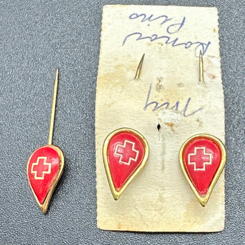 Vintage Jewelry Pin Lot 12pc American Defense Medal AFL-CIO Red Cross Military