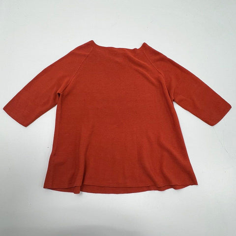 Oska Women's Burnt Orange Cotton Knit A-Line Sweater Boat Neck Size 3