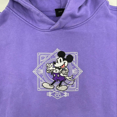 Disney Kids' 100 Years of Wonder Hoodie Purple Mickey Mouse Pullover Sz 9/10