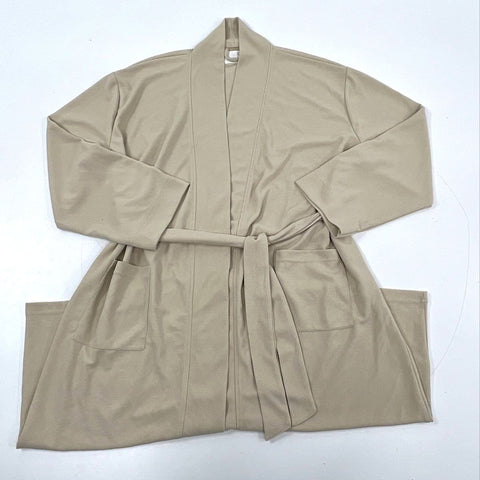 Line & Dot Women's Beige Waffle Knit Belted Loungewear Robe Sz L/XL