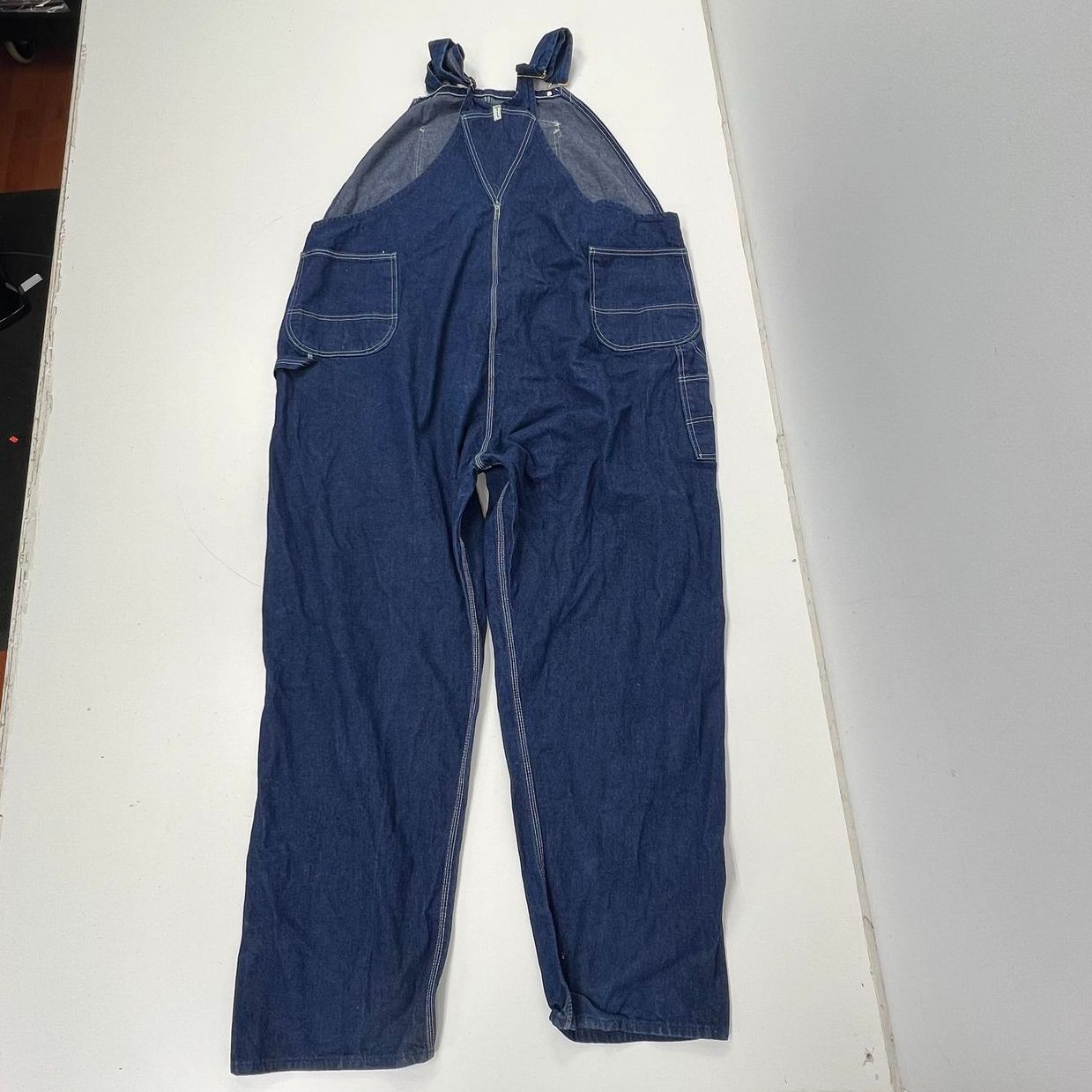 Vintage 90s Key Imperial Blue Denim Workwear Bib Overalls Made in USA Men's