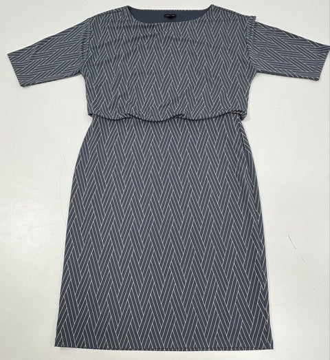 Ann Taylor Women's Gray Geometric Popover Short Sleeve Sheath Dress NWT Sz M