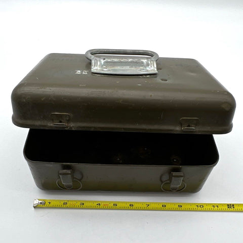 Vintage Military Chest M27 Metal Storage Box Olive Drab 12x7x6 Inch