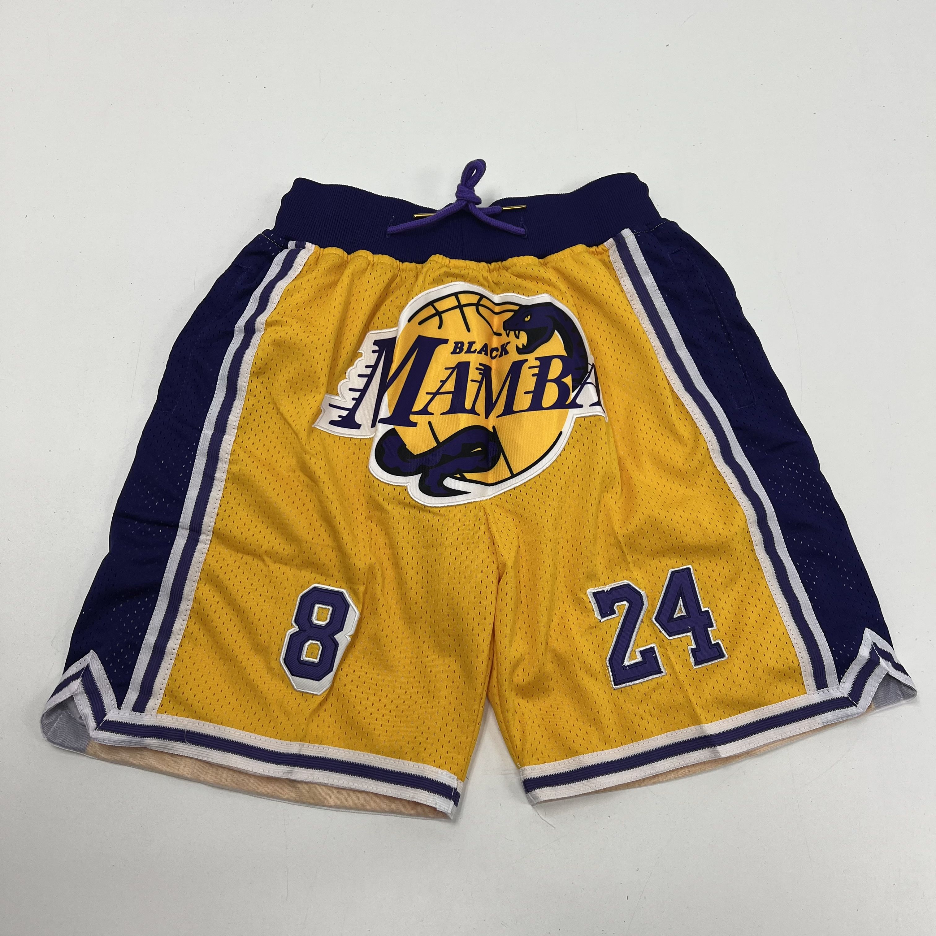 Unbranded Black Mamba Lakers Tribute Mesh Basketball Shorts Yellow Purple Men's