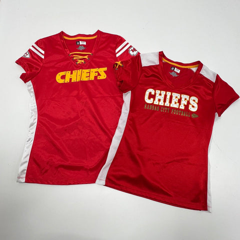 Lot of 2 NFL Team Apparel Kansas City Chiefs Womens Jersey Shirts Studded Sz M