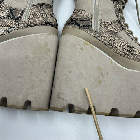 Club Exx Rattler Grip Snakeskin Platform Wedge Combat Boots Women's Size 7