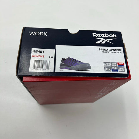 Reebok Speed TR Work RB451 Comp Toe Work Shoes Grey Purple Women's Size 6W DS