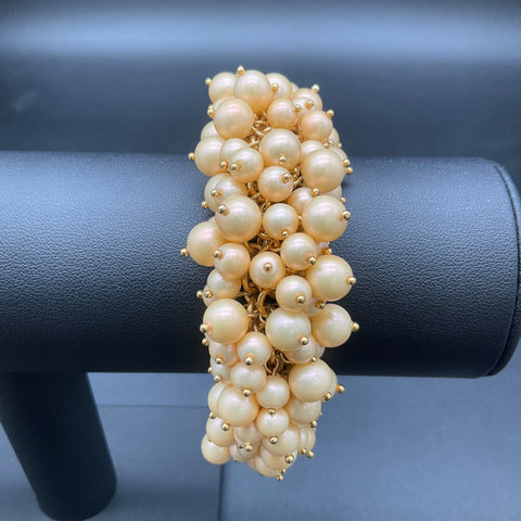J. Crew Pearl Garden Cha Cha Shakey Bracelet Gold Tone Faux Pearls 8"
