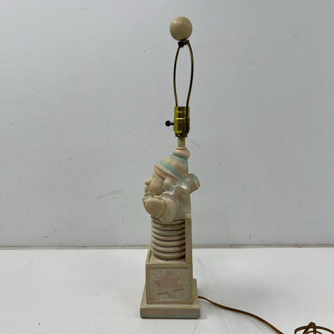 Vintage Clown Jack-in-the-box Table Lamp Cast Resin 24 Inch Tall Tested Works