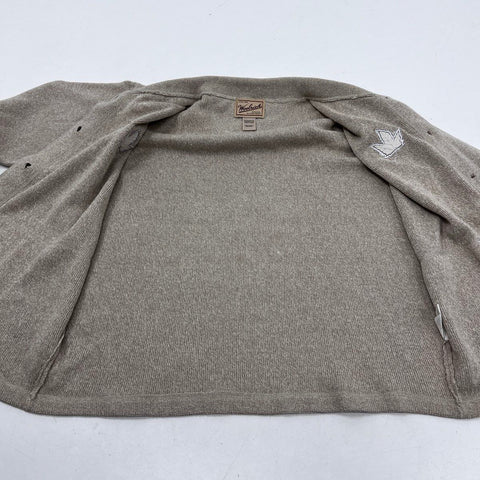 Vintage 90s Woolrich Women's Khaki Leaf Embroidery Cardigan Sweater Sz M