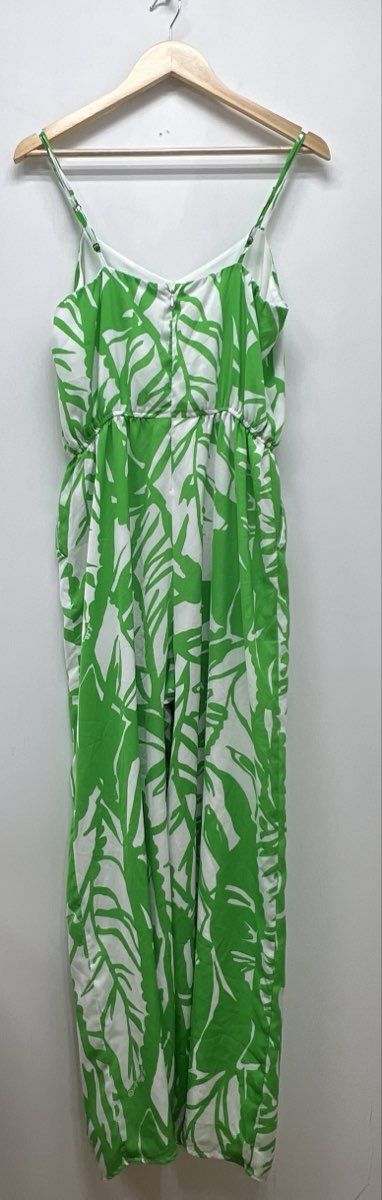 Lilly Pulitzer Target Women's Green White Palm Leaf Print Wide Leg Jumpsuit Sz M