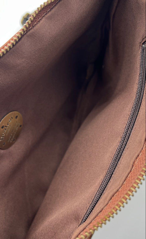 Pratesi Brown Leather Studded Crossbody Bag Clutch Made in Italy