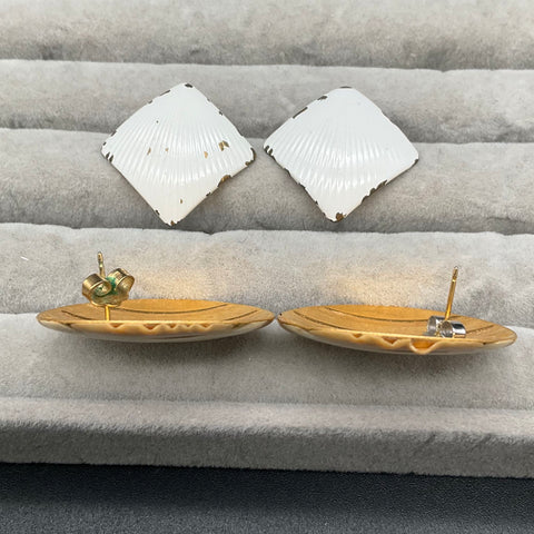 Vintage 1980s Costume Jewelry Lot of 21 Pairs Earrings Metal Enamel Bold Geo