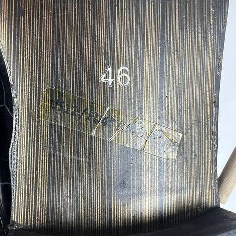 Black Croc Embossed Studded Heel Metal Toe Derby Oxford Shoes Size 46 / US 12