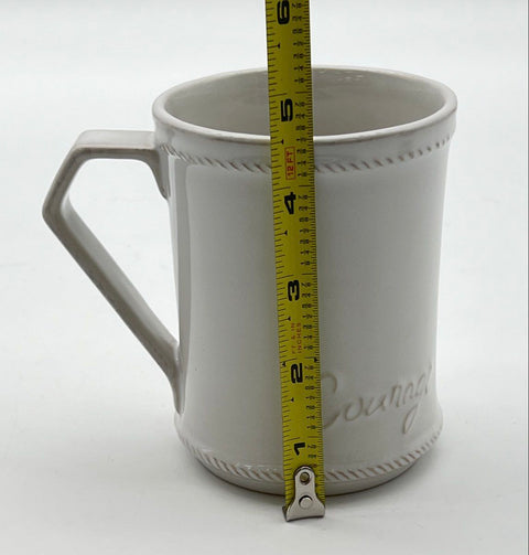 Juliska Lion Medallion Courage Mug White Ceramic Rope Trim Coffee Cup