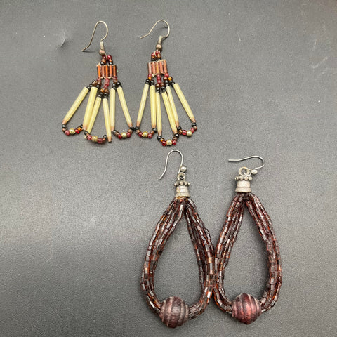 Native American Style Beaded Earrings Lot 6 Pairs Handcrafted Boho Jewelry