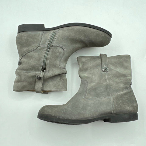 Birkenstock Stowe Grey Leather Suede Zip Ankle Boots Women's Size 39 L