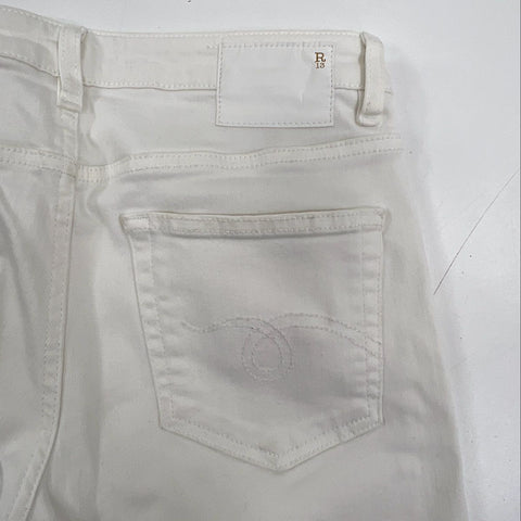 R13 Women's Boy Skinny Jeans White Denim Made in Italy Size 26